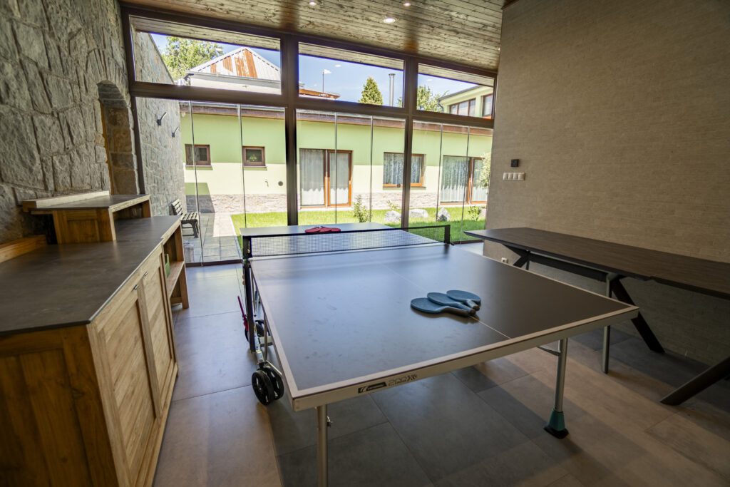 Pingpongový stůl slouží hostům k volné zábavě a je součástí Penzionu Winifera.