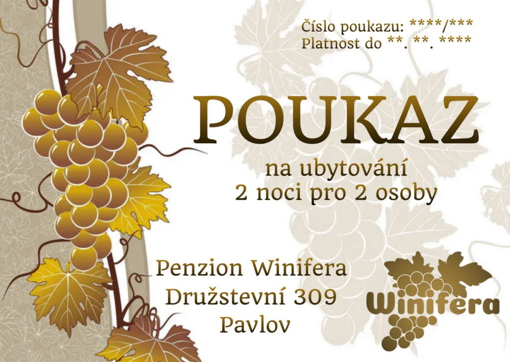 Dárkový poukaz na ubytování v Pavlově na Pálavě.